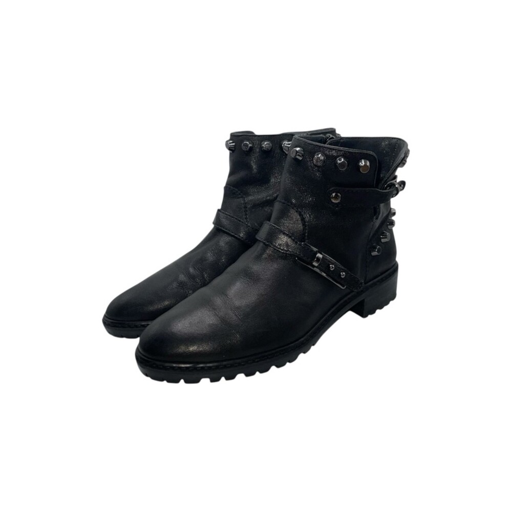Stuart Weitzman Boots Women's Size 6 US Black‎ Leather Studded Ankle Booties